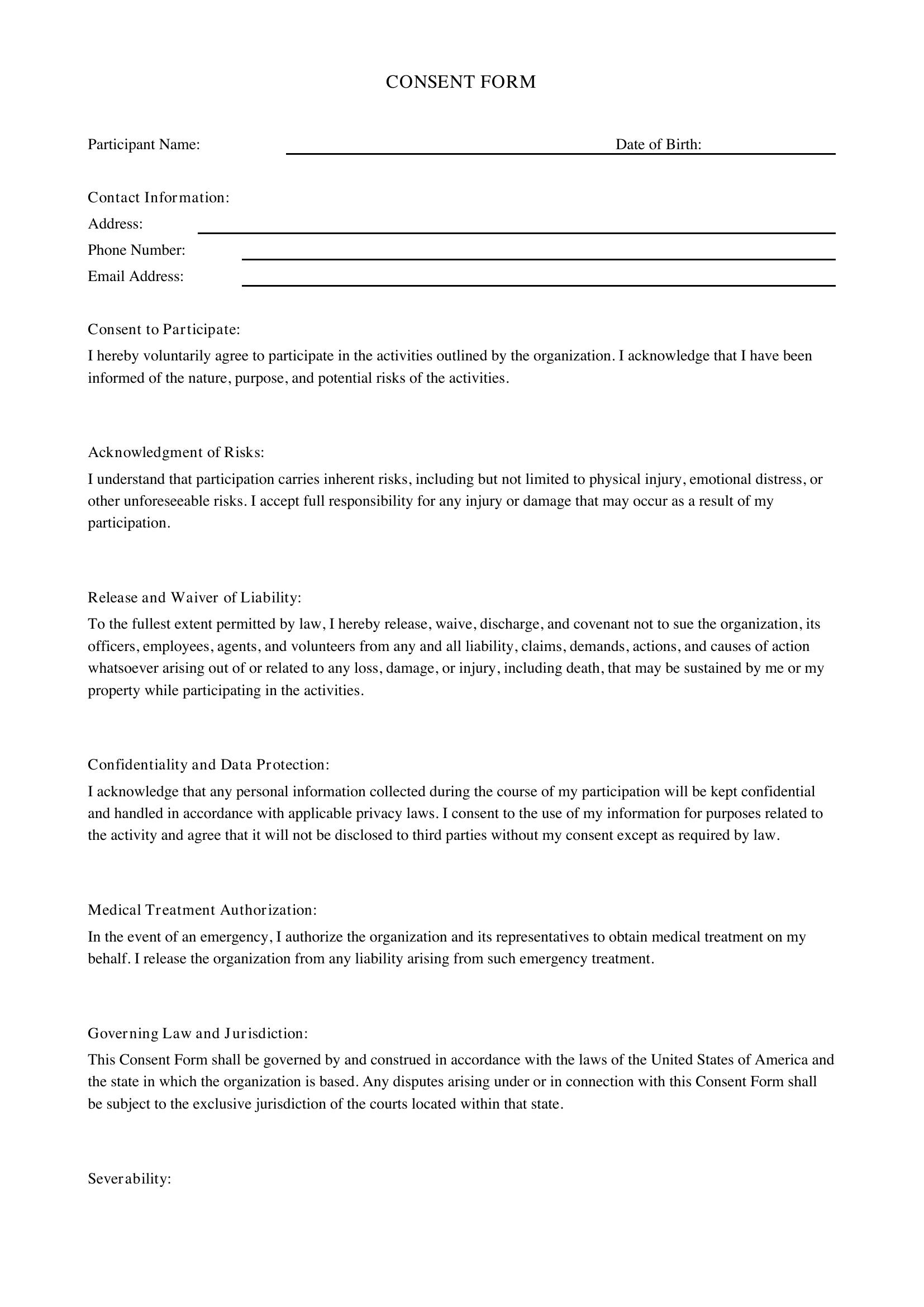 Consent Form Template