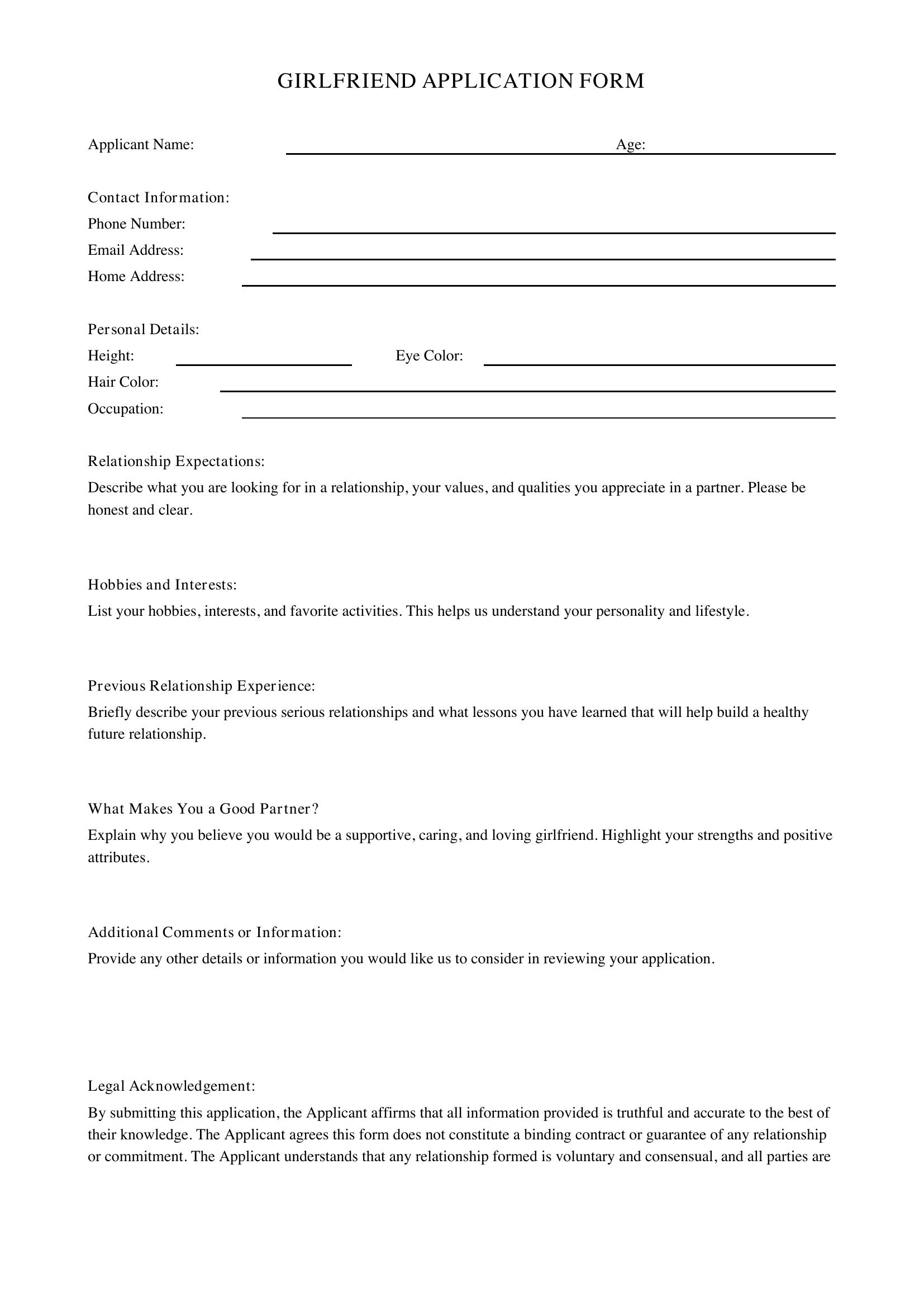Girlfriend Application Template