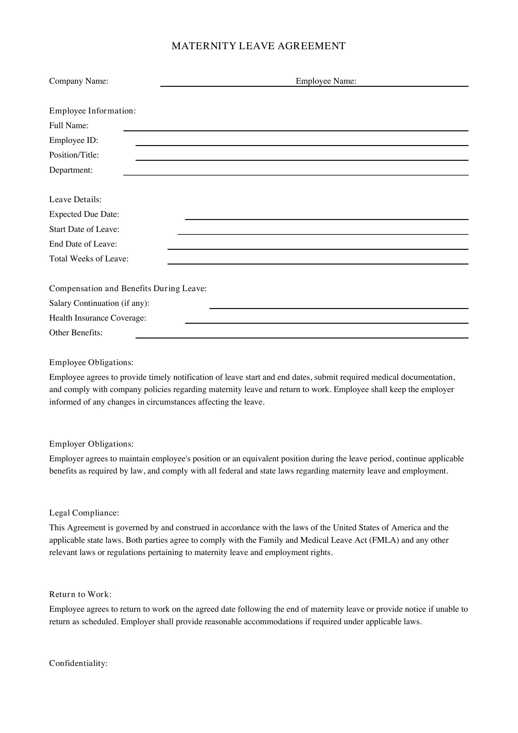 Maternity Leave Template